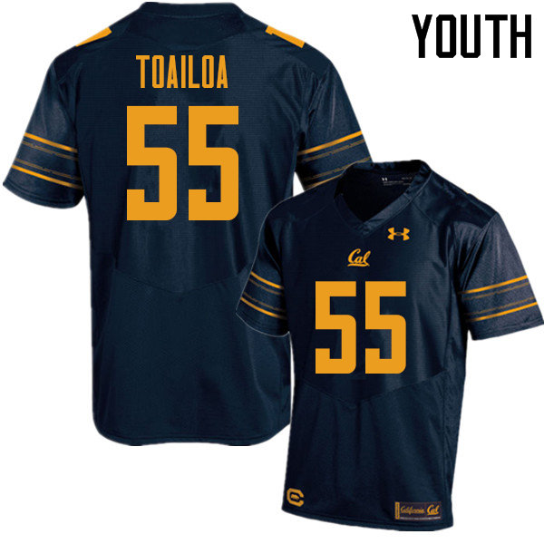 Youth #55 Lone Toailoa Cal Bears UA College Football Jerseys Sale-Navy